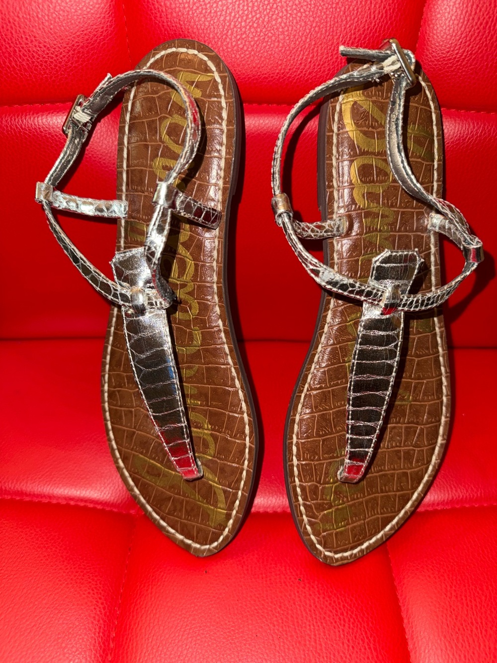 Sam Edelman Metallic Silver Women's Strappy Sandals